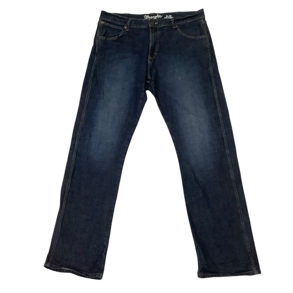 Wrangler Men's Retro Slim Fit Straight Leg Jeans Size 36 x 34 Dark Wash 88MWZDS - Picture 1 of 7